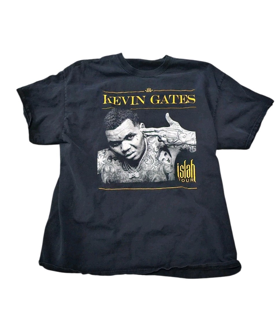 Kevin Gates Islah Tour 2016 Double-Sided Graphic Rap T-Shirt Size XL Faded Black