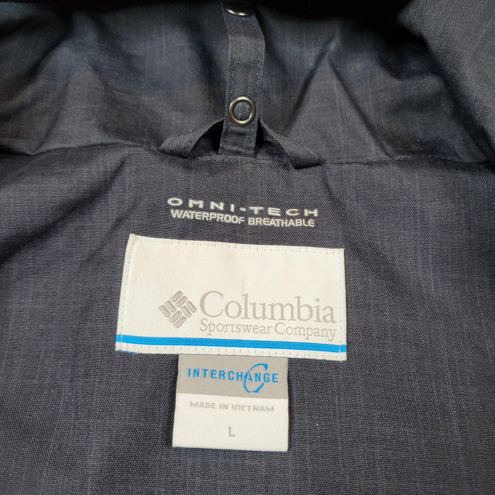 Columbia Jacket Mens Large Blue OmniTech Waterproof Hooded Coat Parka Shell Top
