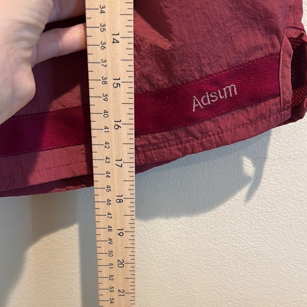 Adsum Effo Nylon Drawstring Shorts in the color raspberry