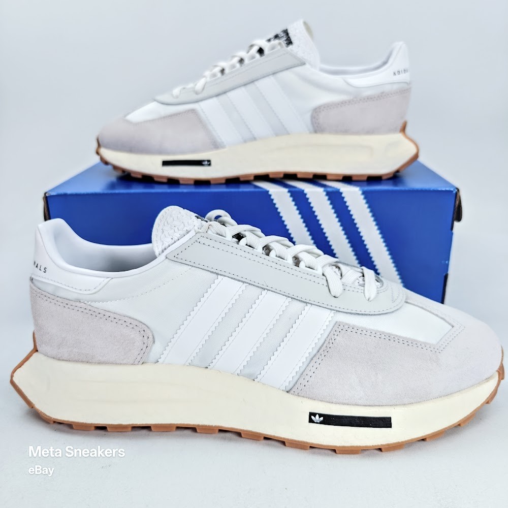 Adidas US 10 Men’s White Silver Gum Boost Retro Runner Retropy E5 H03075 New