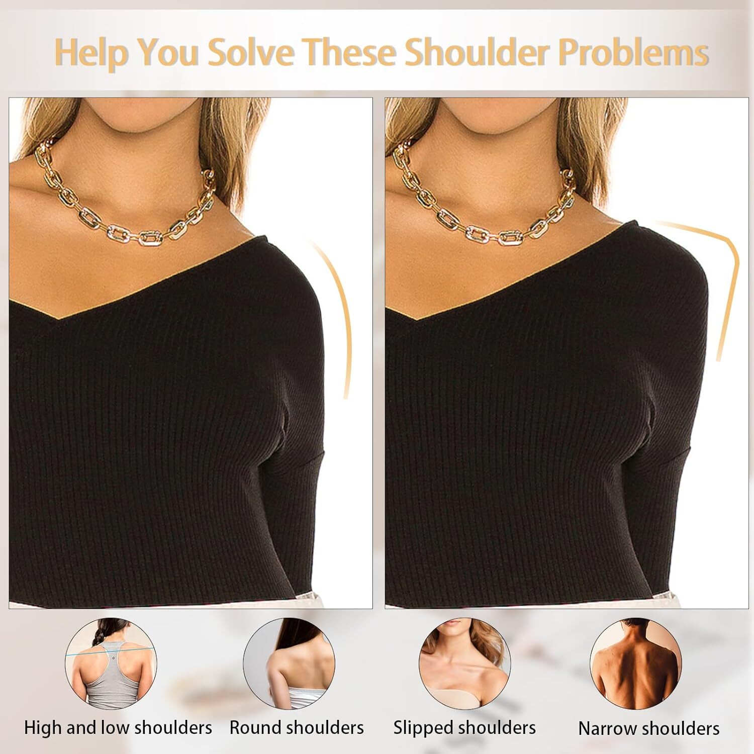 2Pairs Women Shoulder Pads Push up Soft Adhesive Silicone Shoulder Pads Anti USA