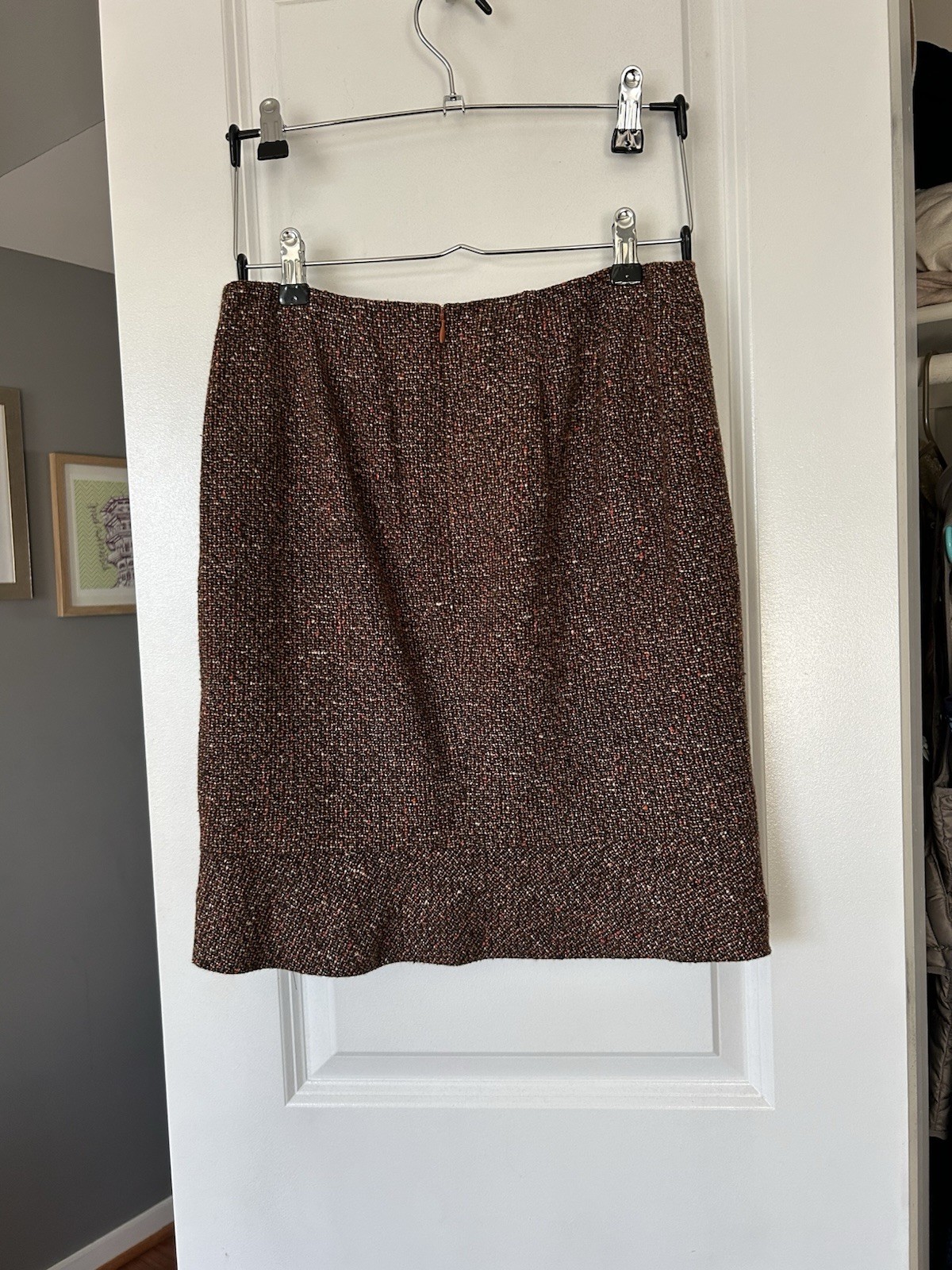 Ellen Tracy Women Multi Colored Pencil Tweed Skirt Size 2 Wool Silk Angora
