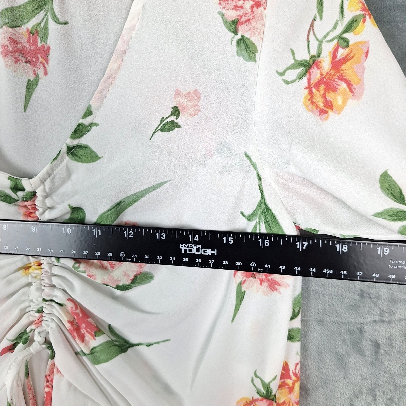 Womens Top Small White Romantic Floral Ruched Feminine Soft Girl Coquette Dainty