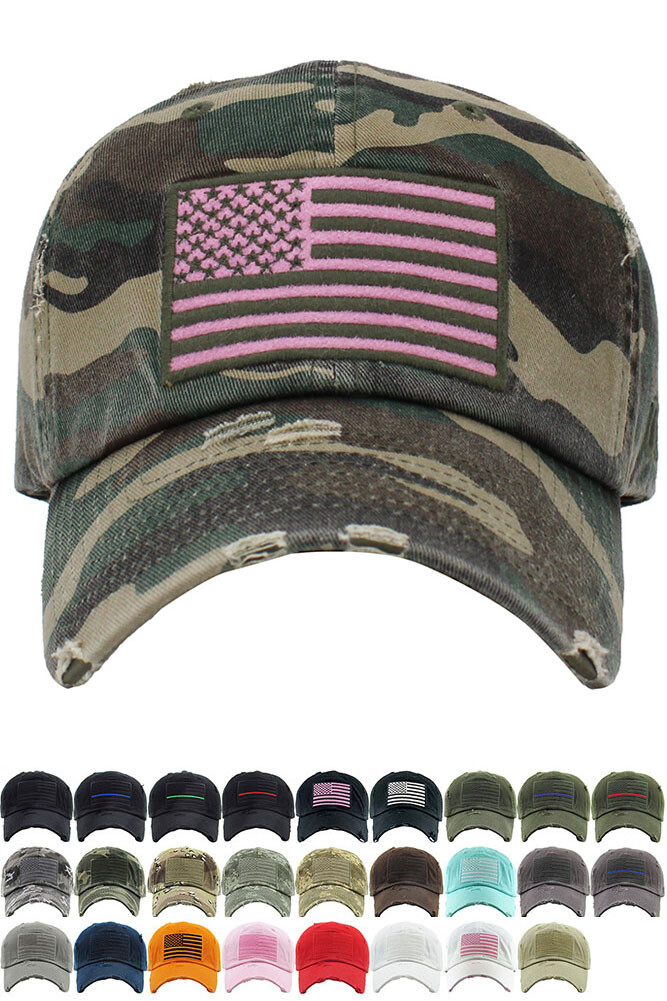 KBETHOS Unisex American USA Flag Washed Vintage Cotton Distressed Baseball Cap
