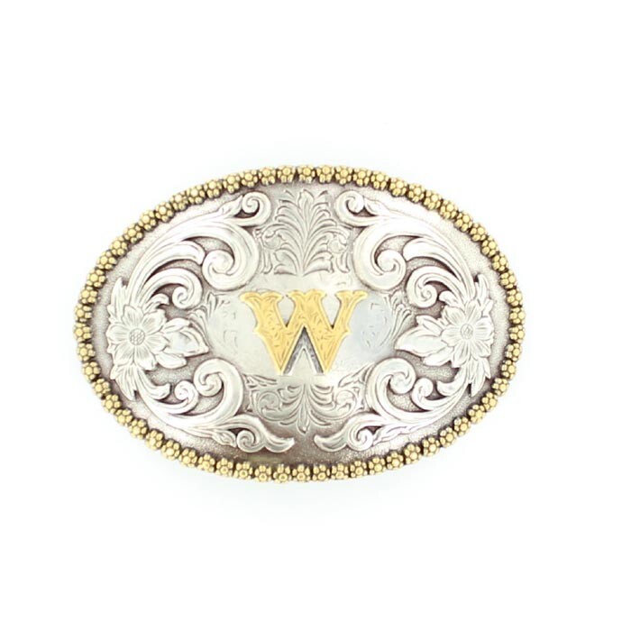 Nocona Antique Scroll & Initial Oval Belt Buckle 37072