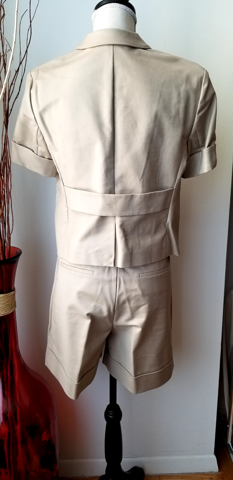 Short Sleeve Short Set in Tan, Size 10