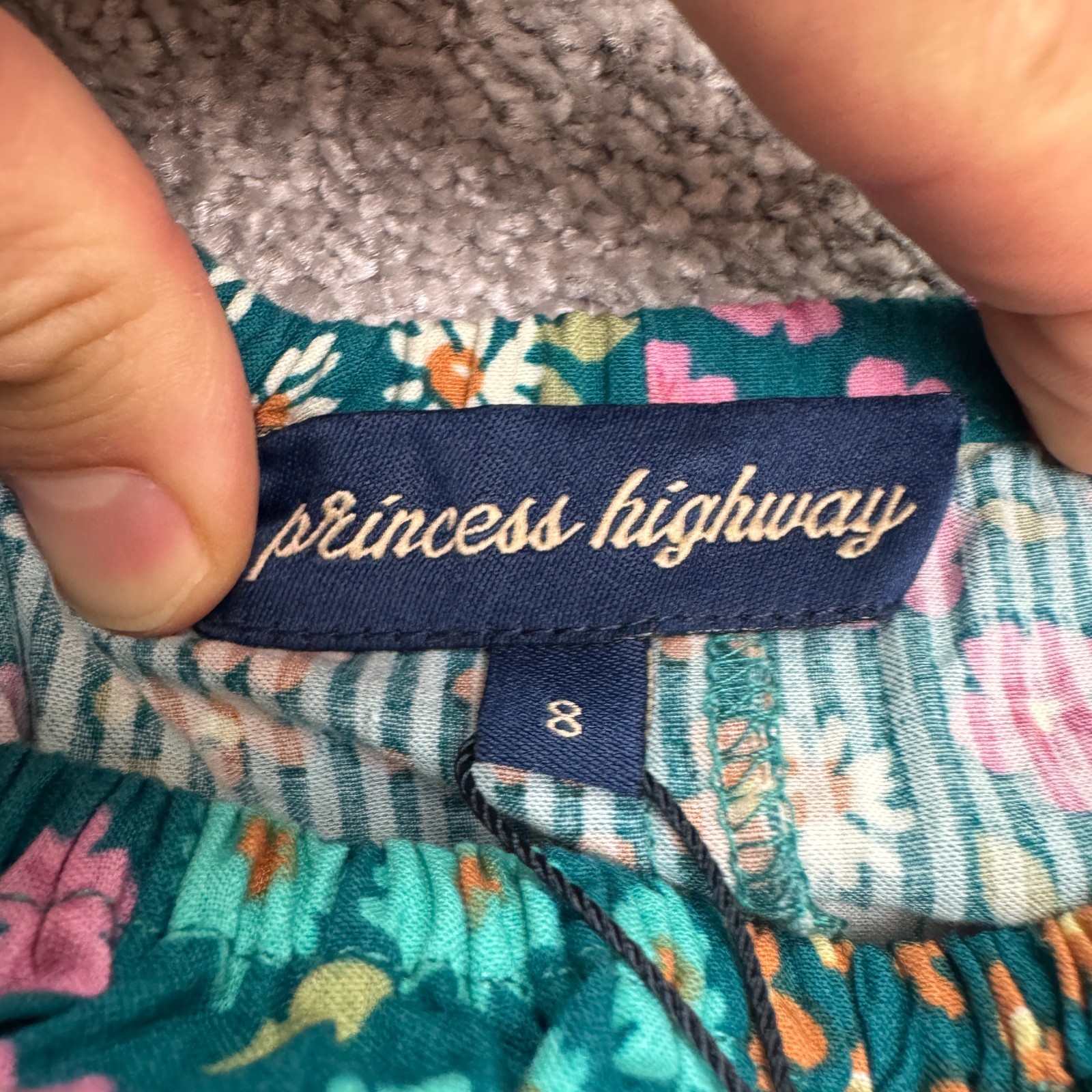 Princess Highway Teal Wendy Floral Mini Dress Womens 8 Blue Puff Sleeve Boho NWT
