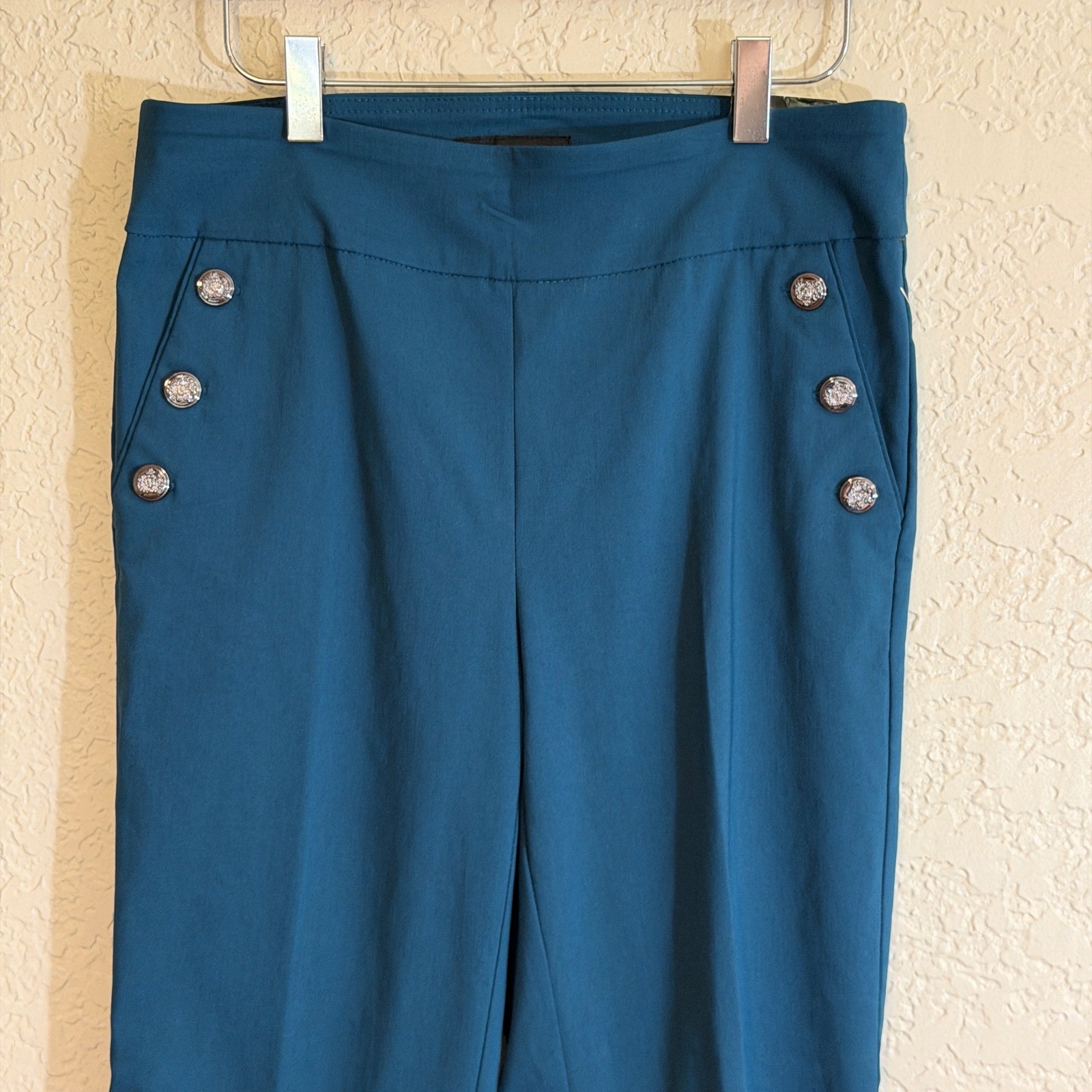 Counterparts Slim Leg Pants Womens S Teal Super Stretch Mid Rise Sailor NEW