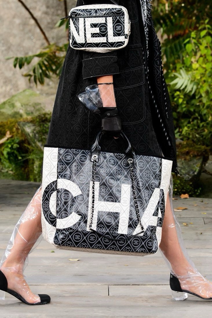 CHANEL Large Deauville Camellia Shopping Coated Canvas Tote Bag Black Beige✨