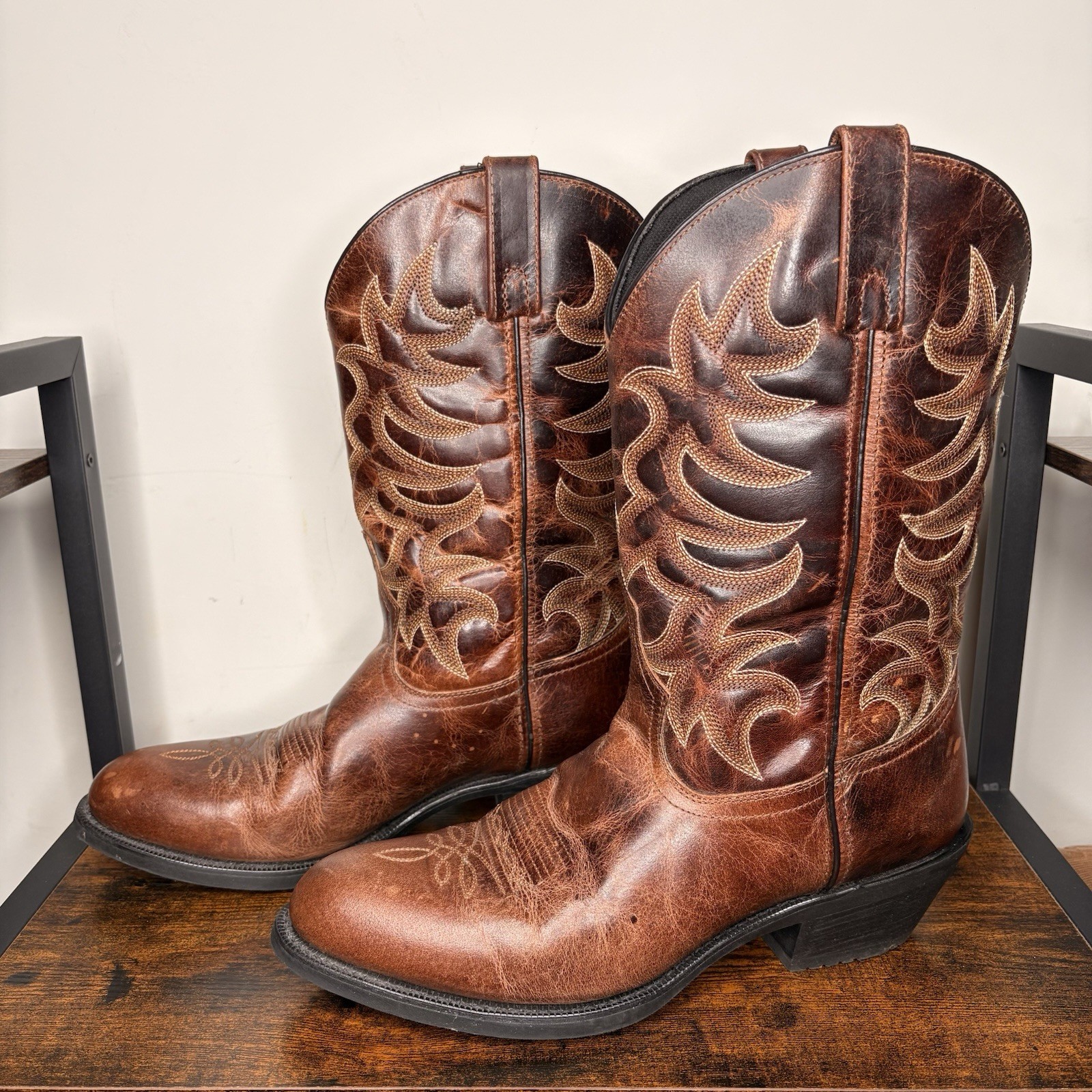LAREDO Men’s Breakout Cowboy Boots Rust Brown Leather 68354 Sz 11.5 VERY GOOD!!!
