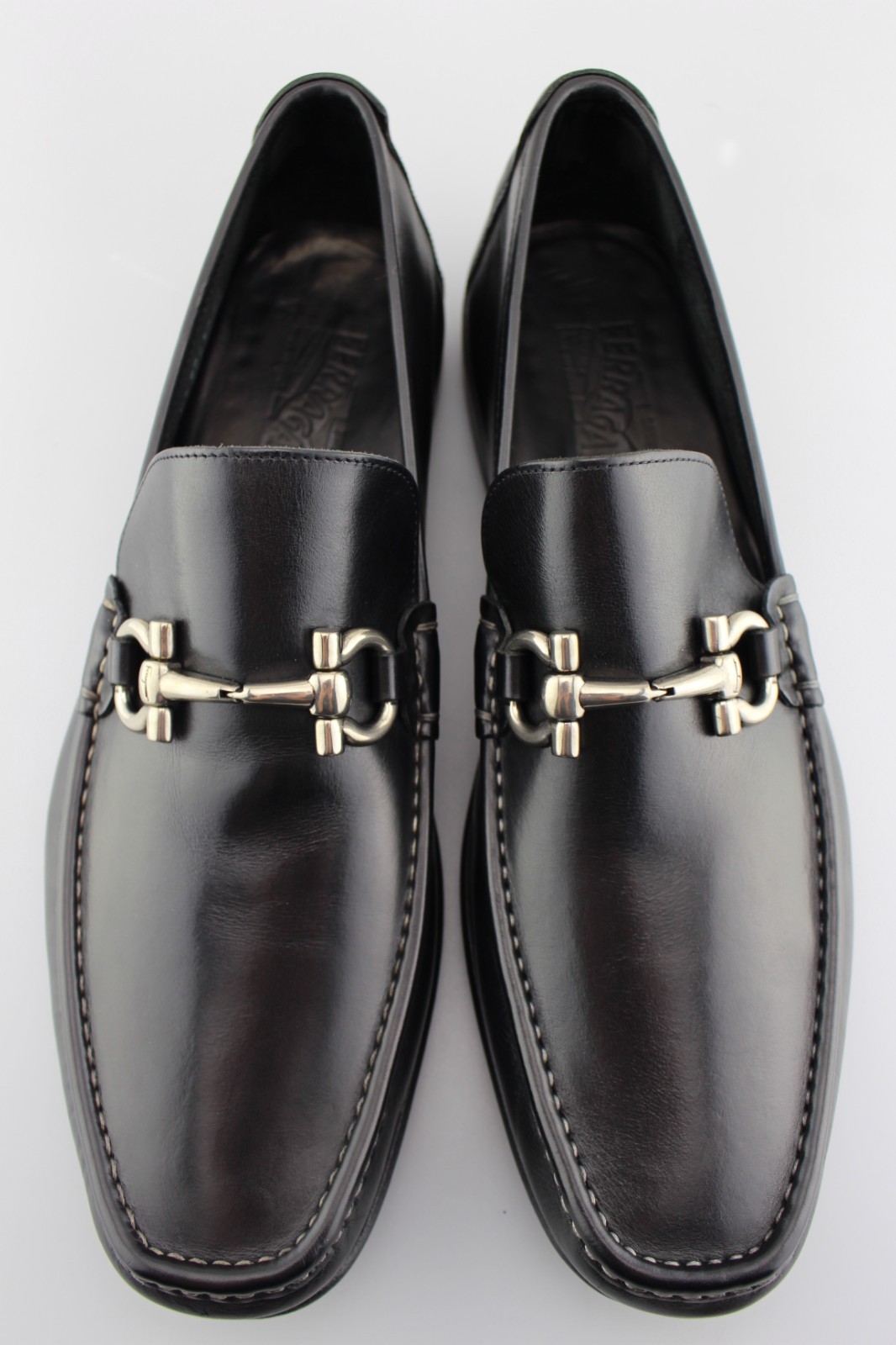 Men’s SALVATORE FERRAGAMO ‘Giordano’ Black Leather Loafers Size US 13 – 2E