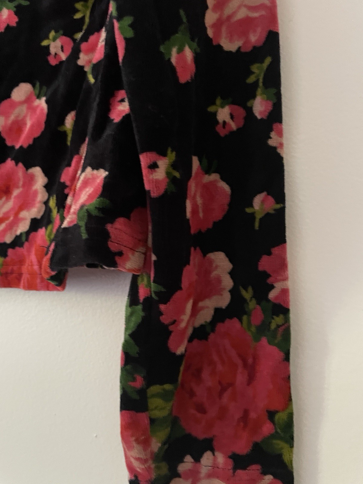 KENZO Jungle Knit Mock Neck Long Sleeve Floral Pullover Top Black Pink Green M