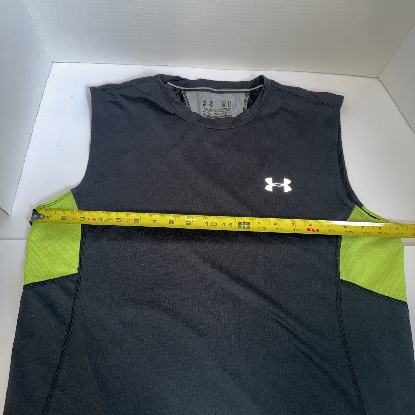 Men’s Under Armour Heat Gear Fitted Athletic Mesh Tanktop Black Size Medium