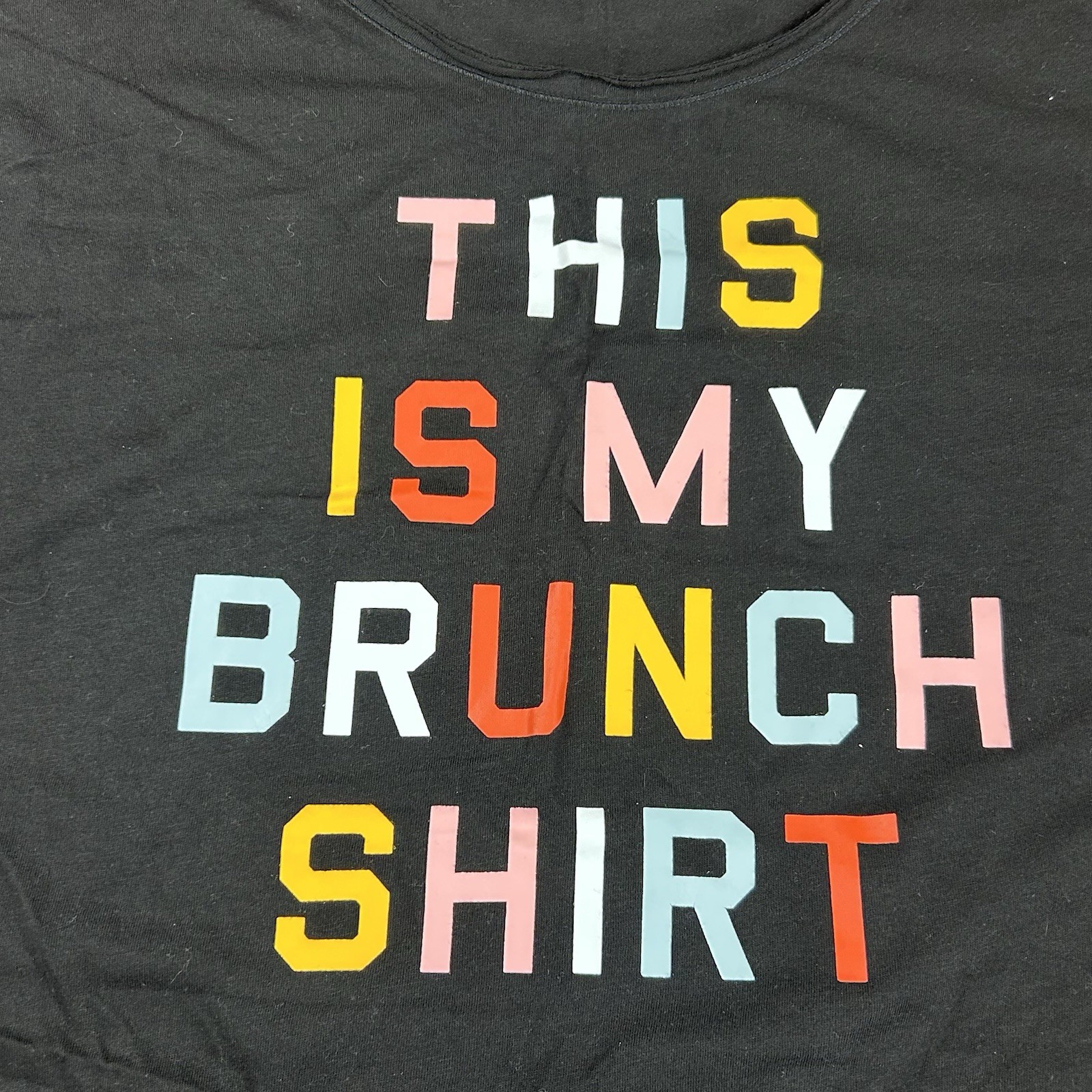 Victoria’s Secret Womens XL Black Short Sleeve Sleep Shirt Brunch Shirt Colorful