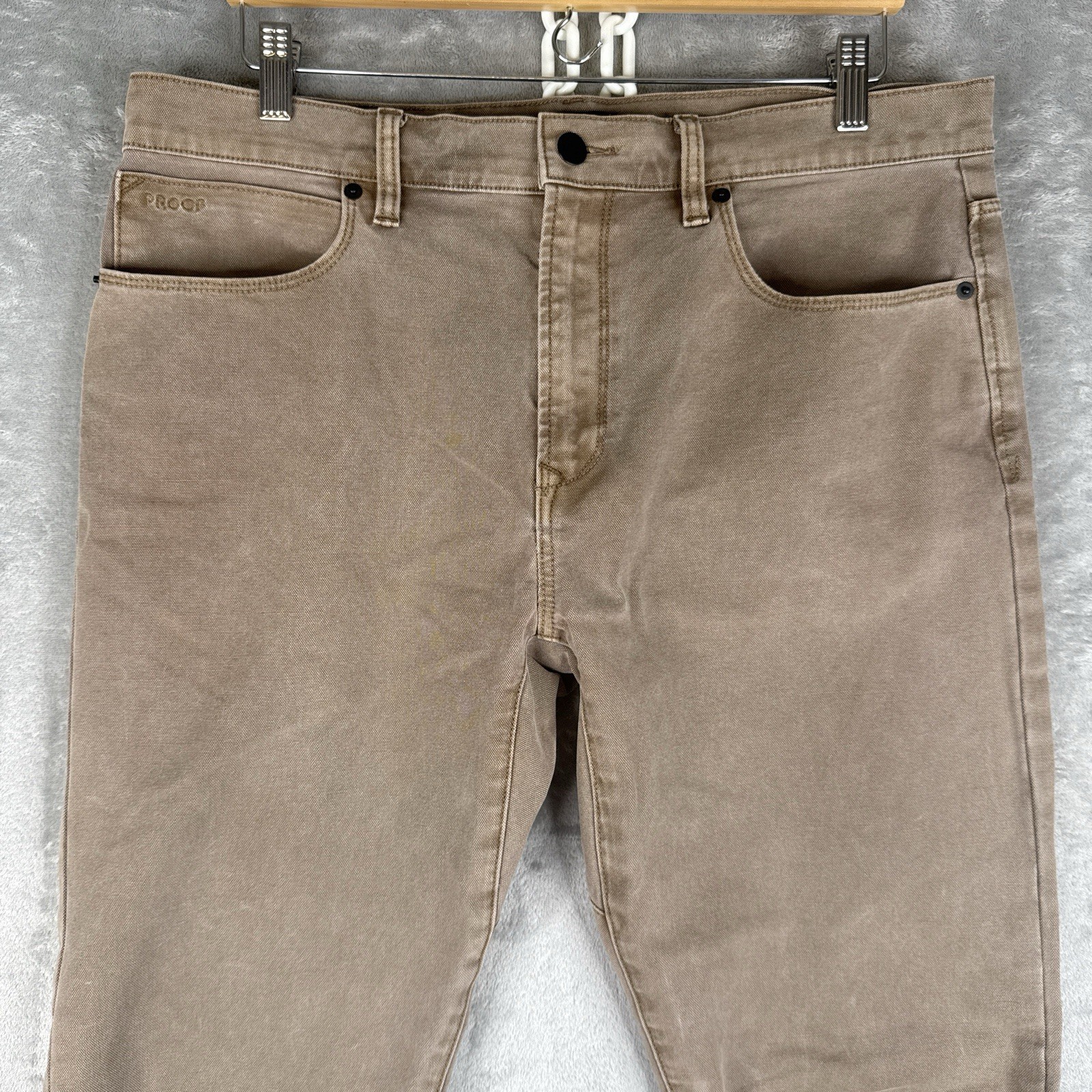 Proof Huckberry Rover Pants Mens 35×31 Slim Fit Brown Stretch Canvas Chino Work*