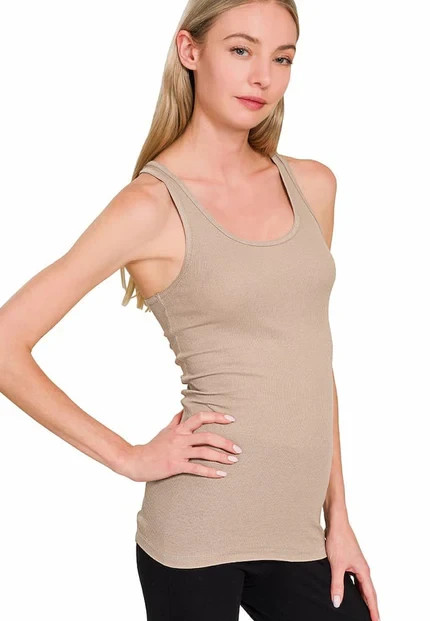 Zenana Cotton Tank Top🍯Gym Workout Fitness Yoga Womens Shirt Casual Stretch Tee
