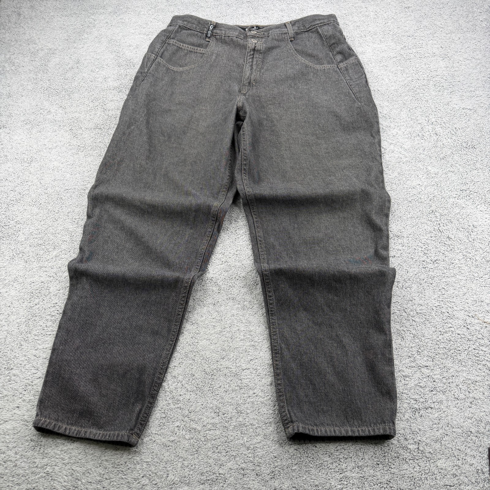 Vintage Guess Jeans Mens 34×30 Gray Button Zip Fly Baggy Tapered Pen Pocket Y2K