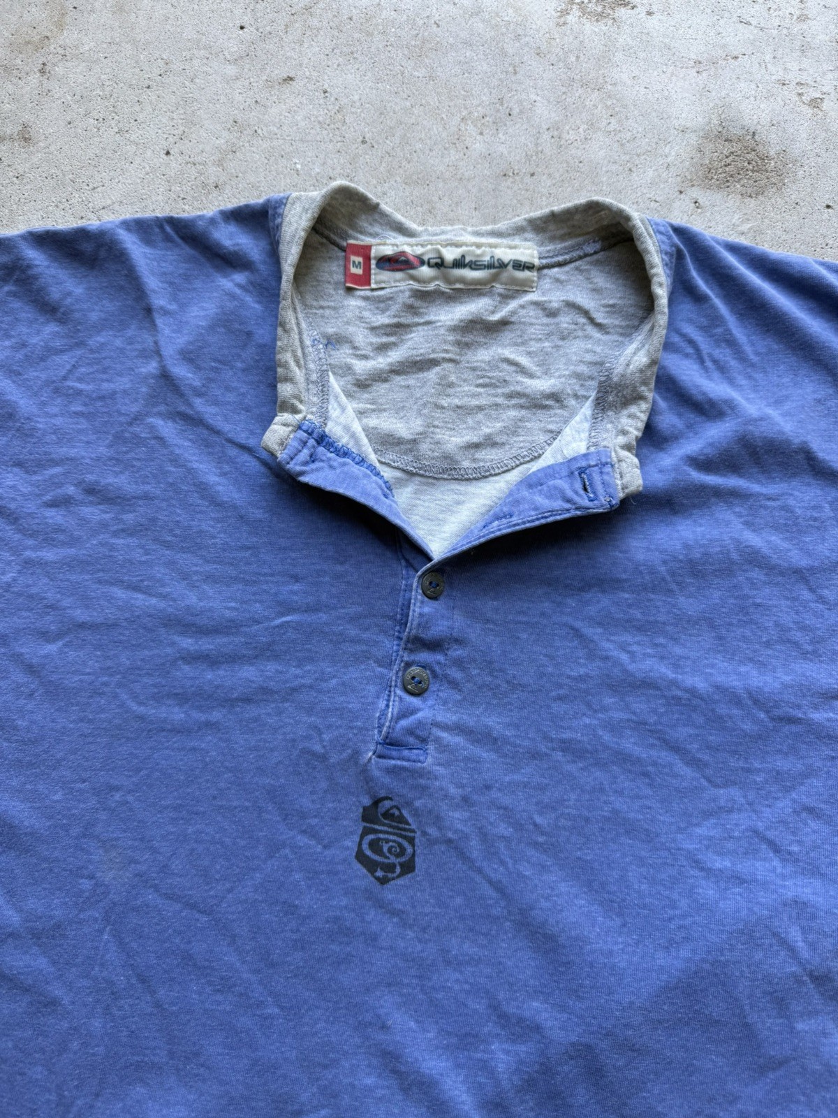 Quiksilver Colour Block Henley Neck Shirt Mens Vintage 80s 90s USA Made Surf
