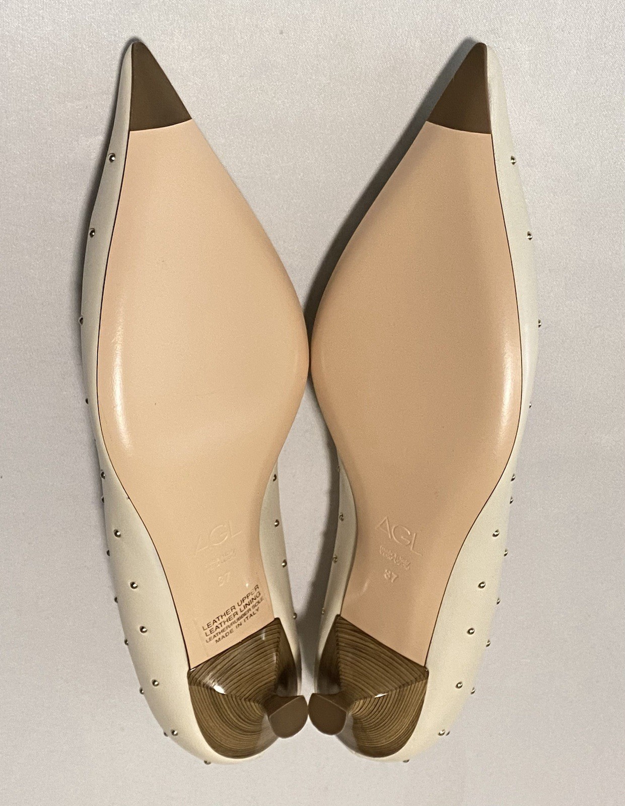 NWOB AGL 30mm Lenor Pumps Stud Embellished Women Kitten Heel EU37/US7 MSRP $495
