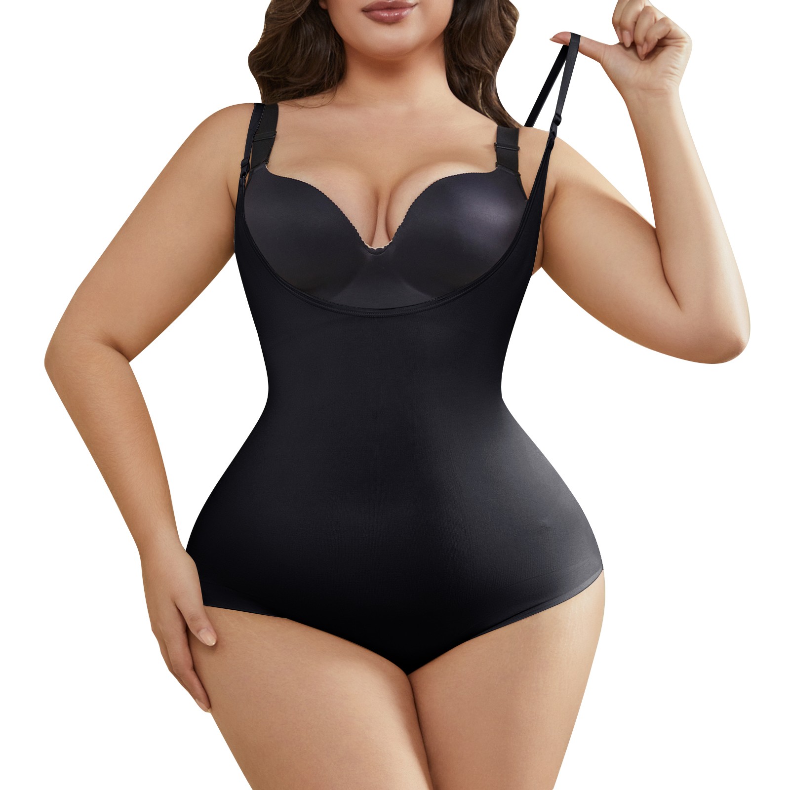 Plus Size Women Body Shaper Tummy Control Shapewear Bodysuit Open Bust Corset