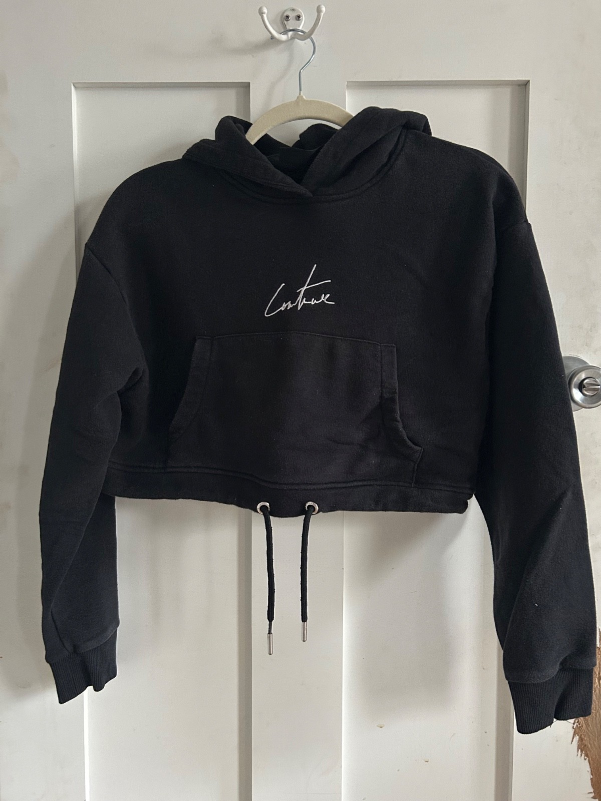 The Couture Club Black Crop Top Sweater Women’s EU Small Long Sleeve