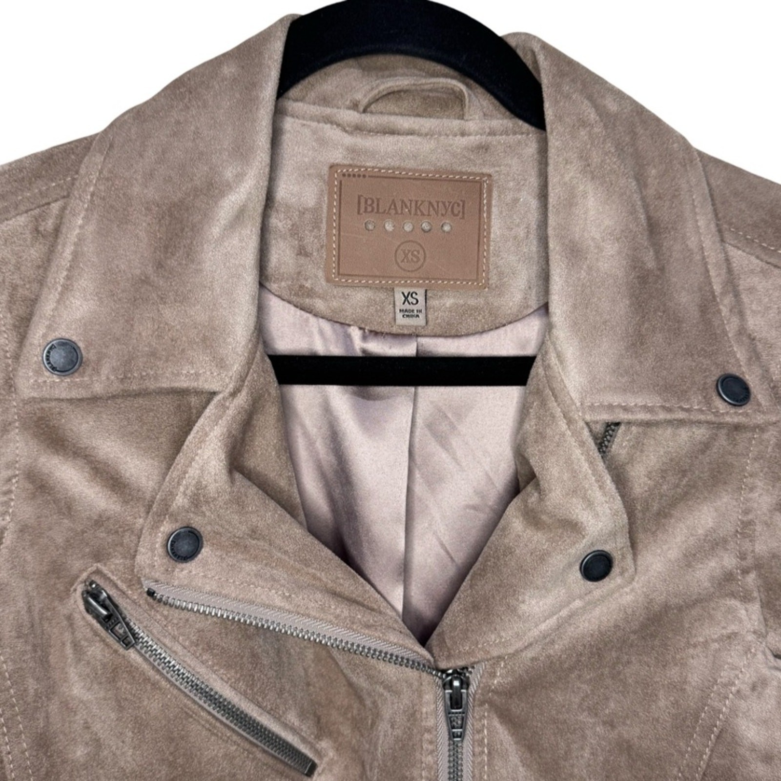 Blank NYC Faux Suede Moto Jacket – Sand Stone XS