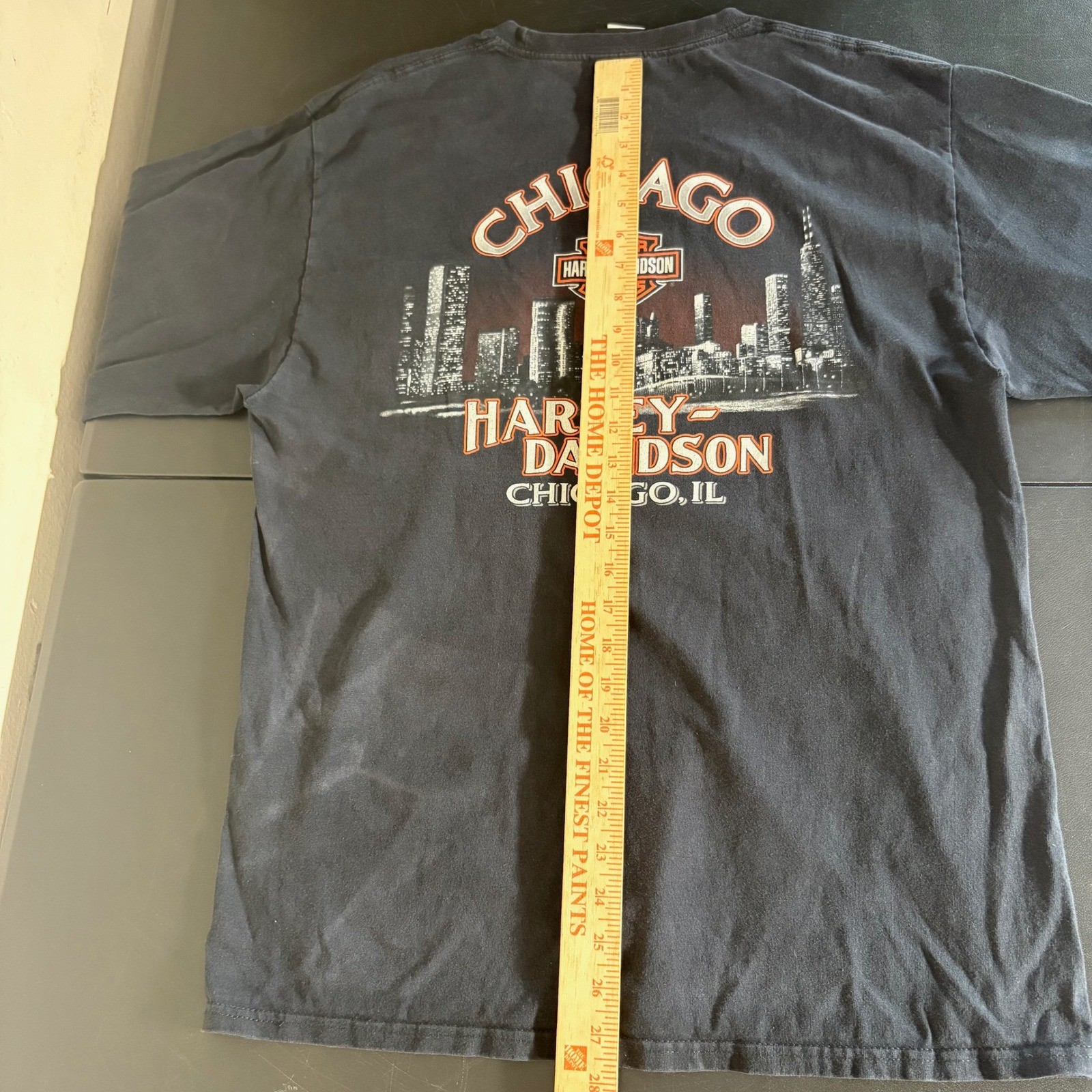 VTG 2005 Harley Davidson Chicago Skyline Flame Long Sleeve Graphic T Shirt Sz L