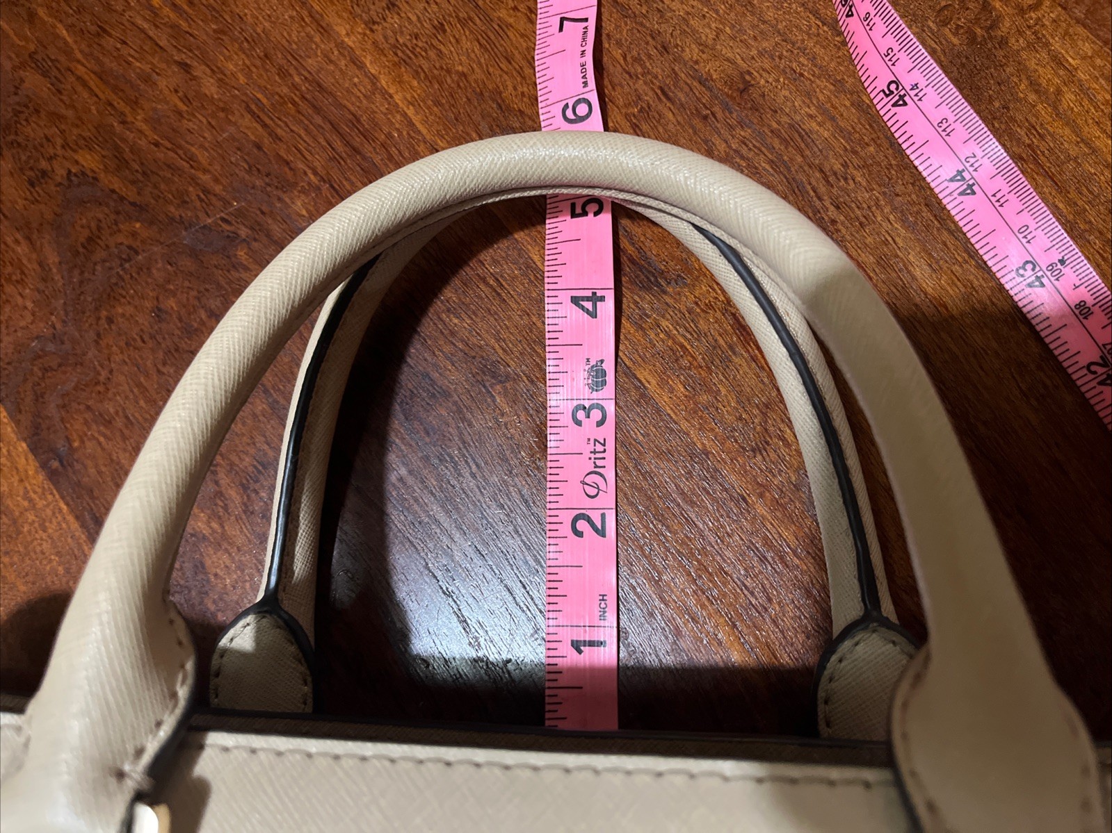 Michael Kors Savannah Medium Saffiano Taupe Satchel Leather Handbag*READ