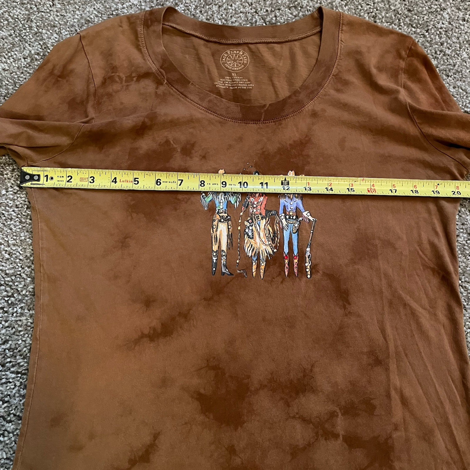 Jack Flash Western Long Sleeve Tee XL Caramel Brown Rhinestone Rodeo Cowgirl