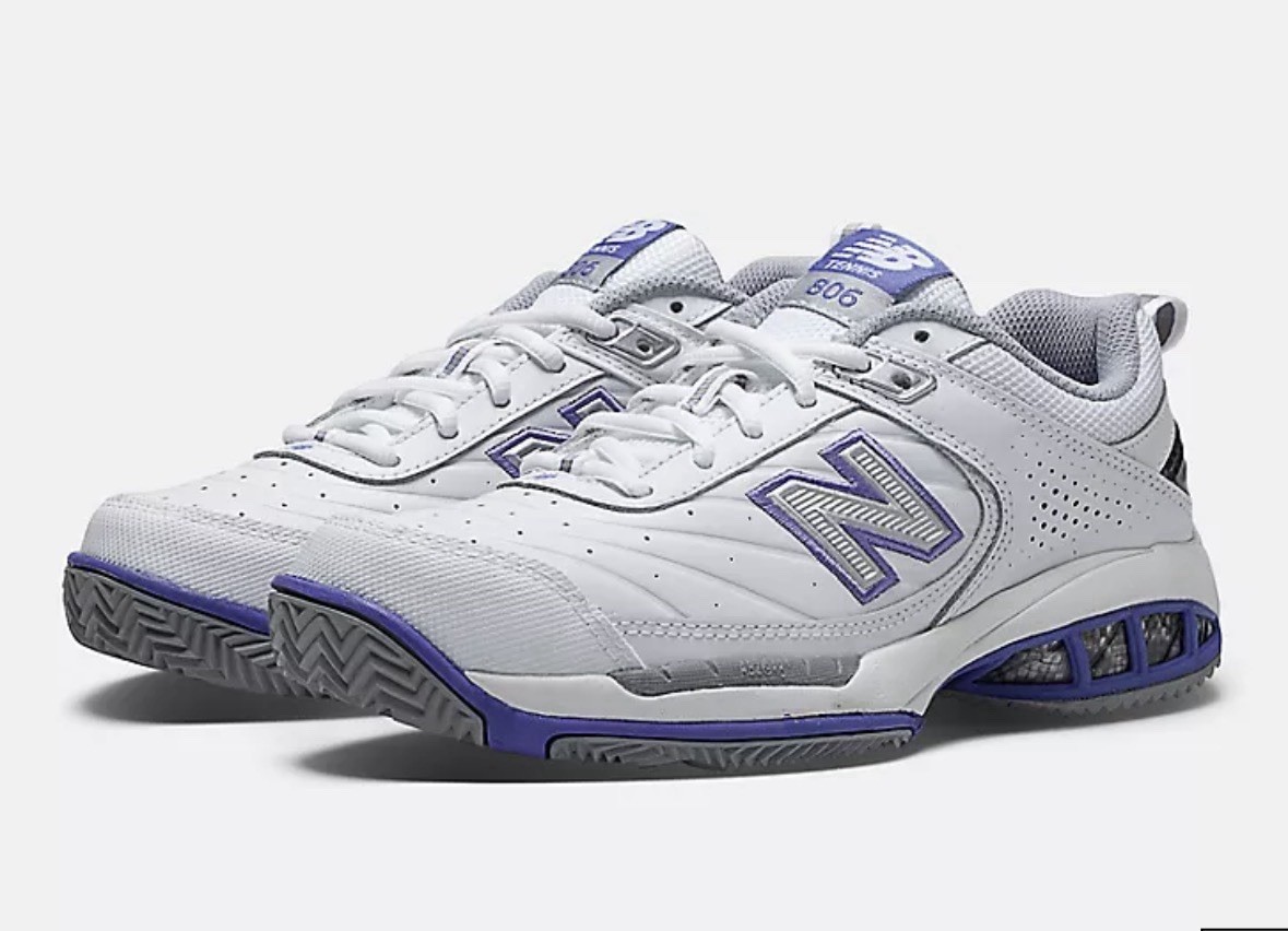 New Balance 806 Women’s Court Tennis Shoes NB White/ NB Navy- Purple Size 11