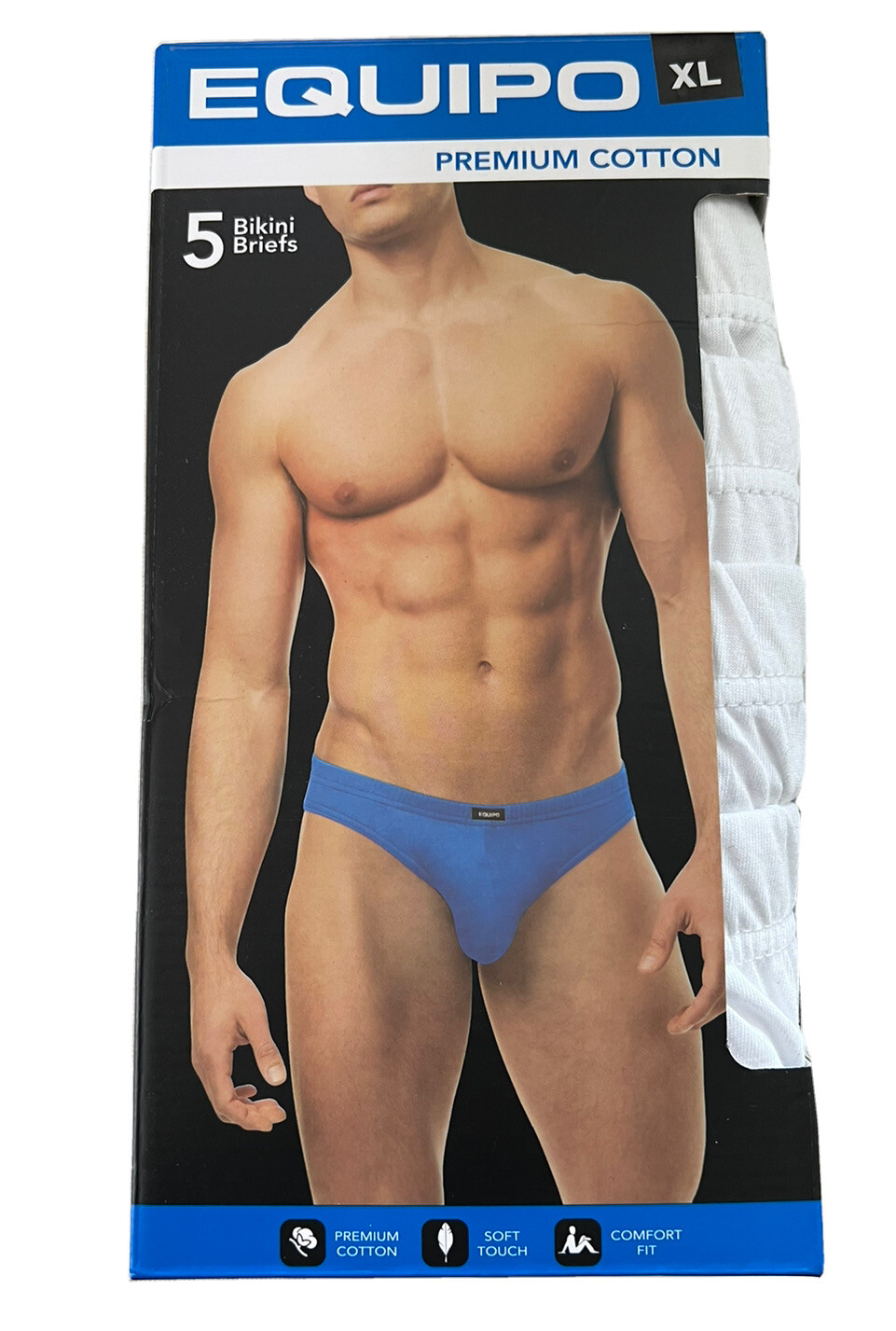 Men’s Equipo 5-Pack Bikini Briefs (White Color) No Fly Premium Cotton Underwear