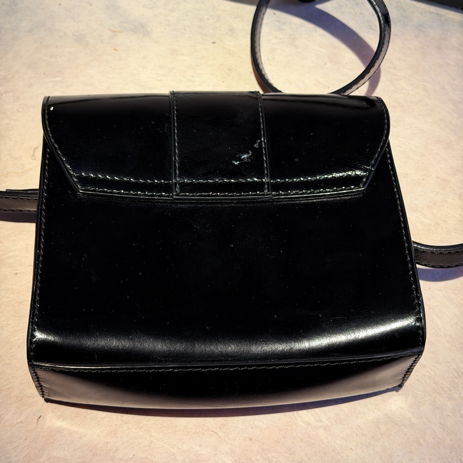 Authentic Versace Collection Black Patent Leather Crossbody Bag Medusa Clasp