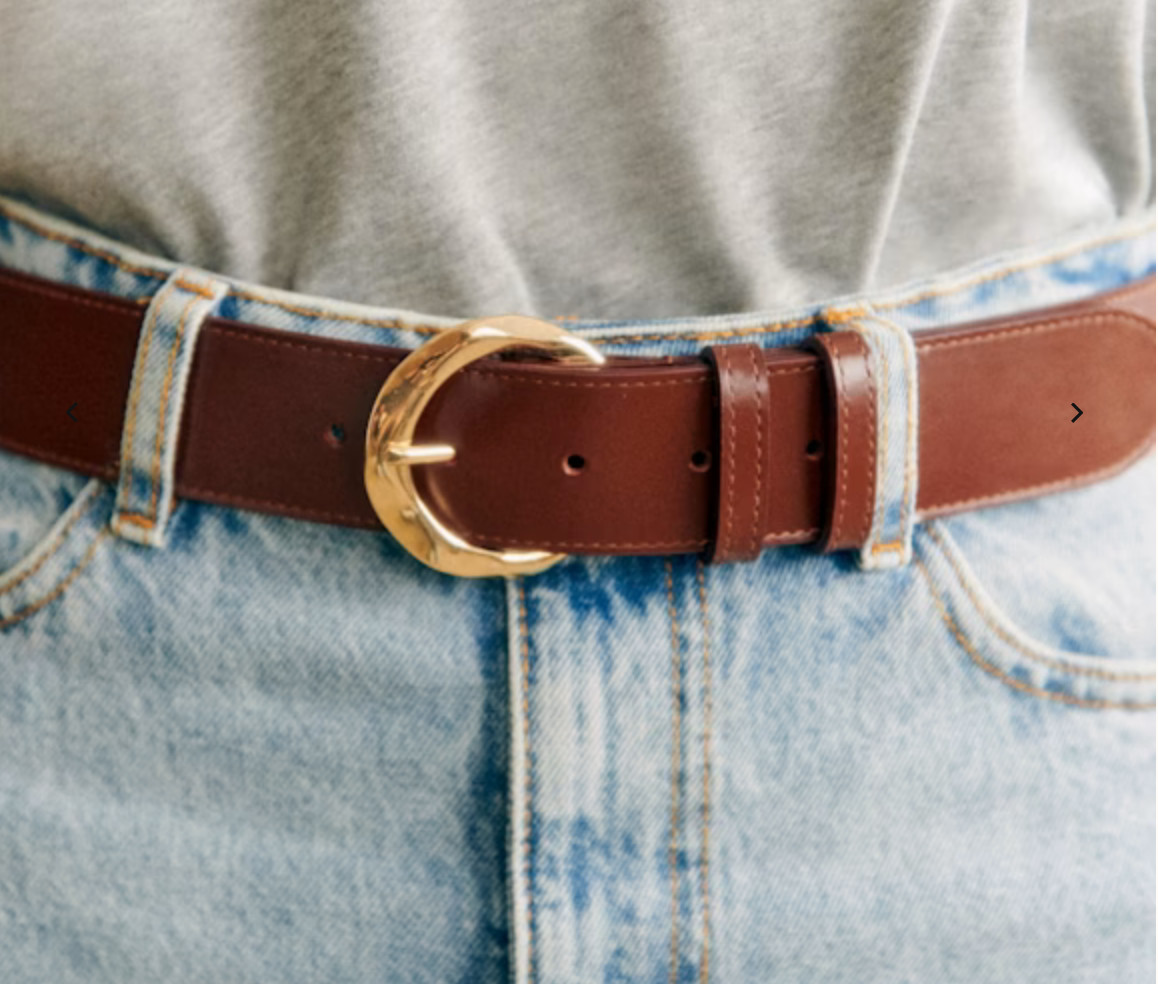 New With Tags Sezane Arthur Noir Glace Leather Belt T.75 BLACK made in Italy
