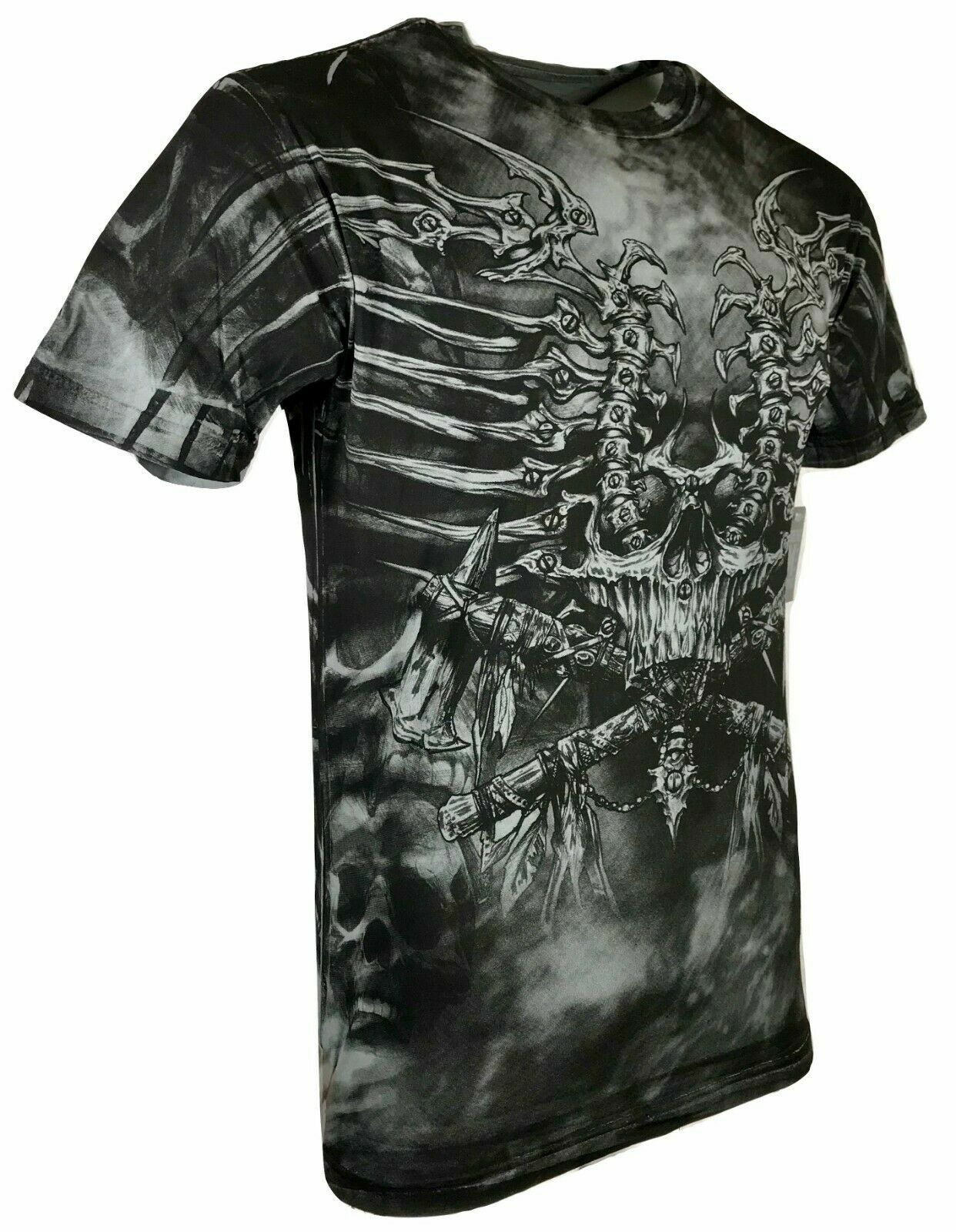 Xtreme Couture Affliction Men’s T-Shirt IRONE BONE Black Tattoo Biker S-5XL