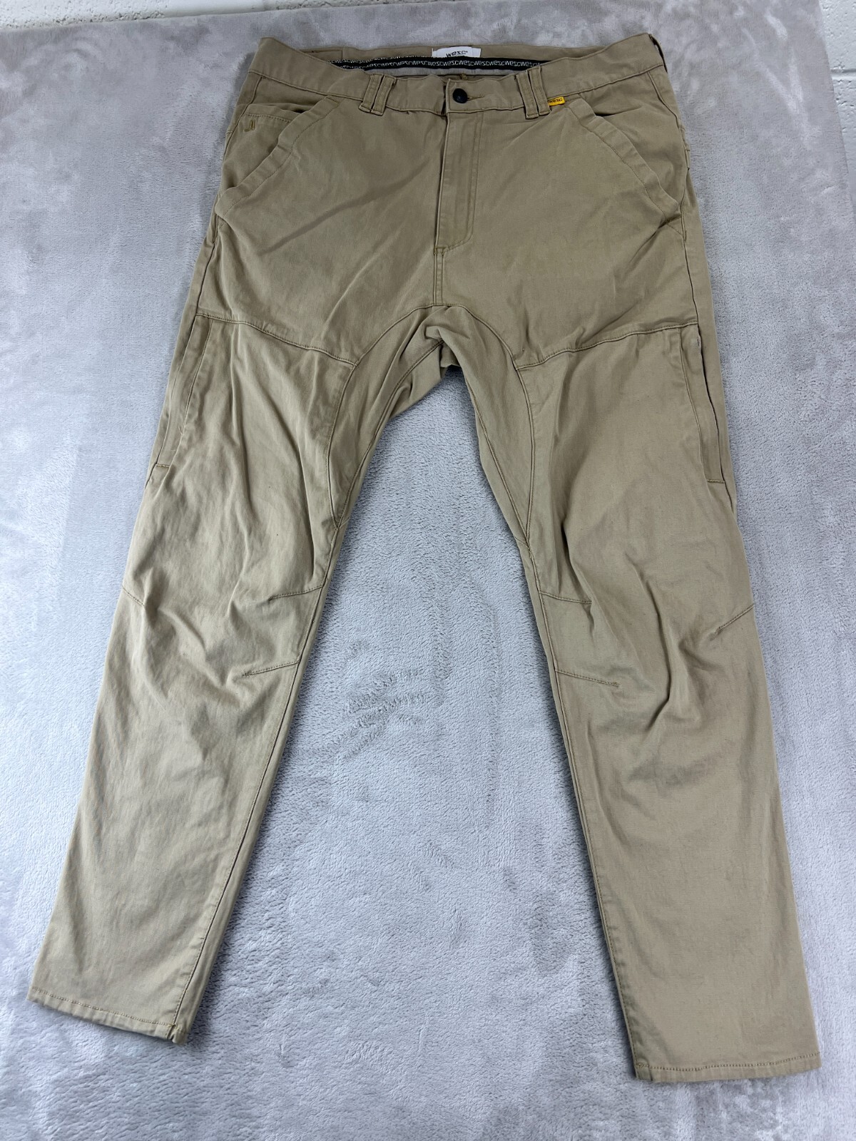 Wesc Khaki Unisex Chino Cargo Jogger Pants Size Men’s XL Pockets 35Wx29L