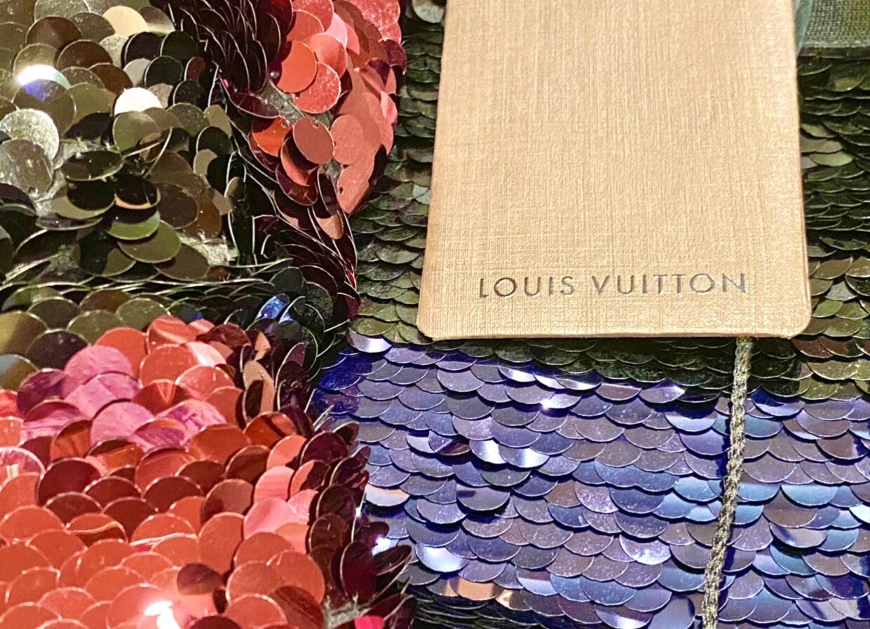 11K Louis Vuitton Red Sequin Stripe Party Dress Feather Belt Set 36 38 4 6 S M