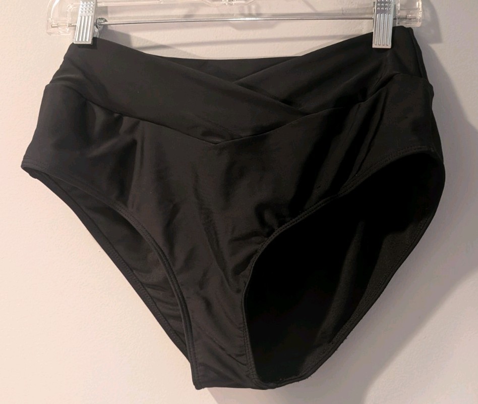 Zmart Women’s High Waisted Black Bikini Bottom, Large