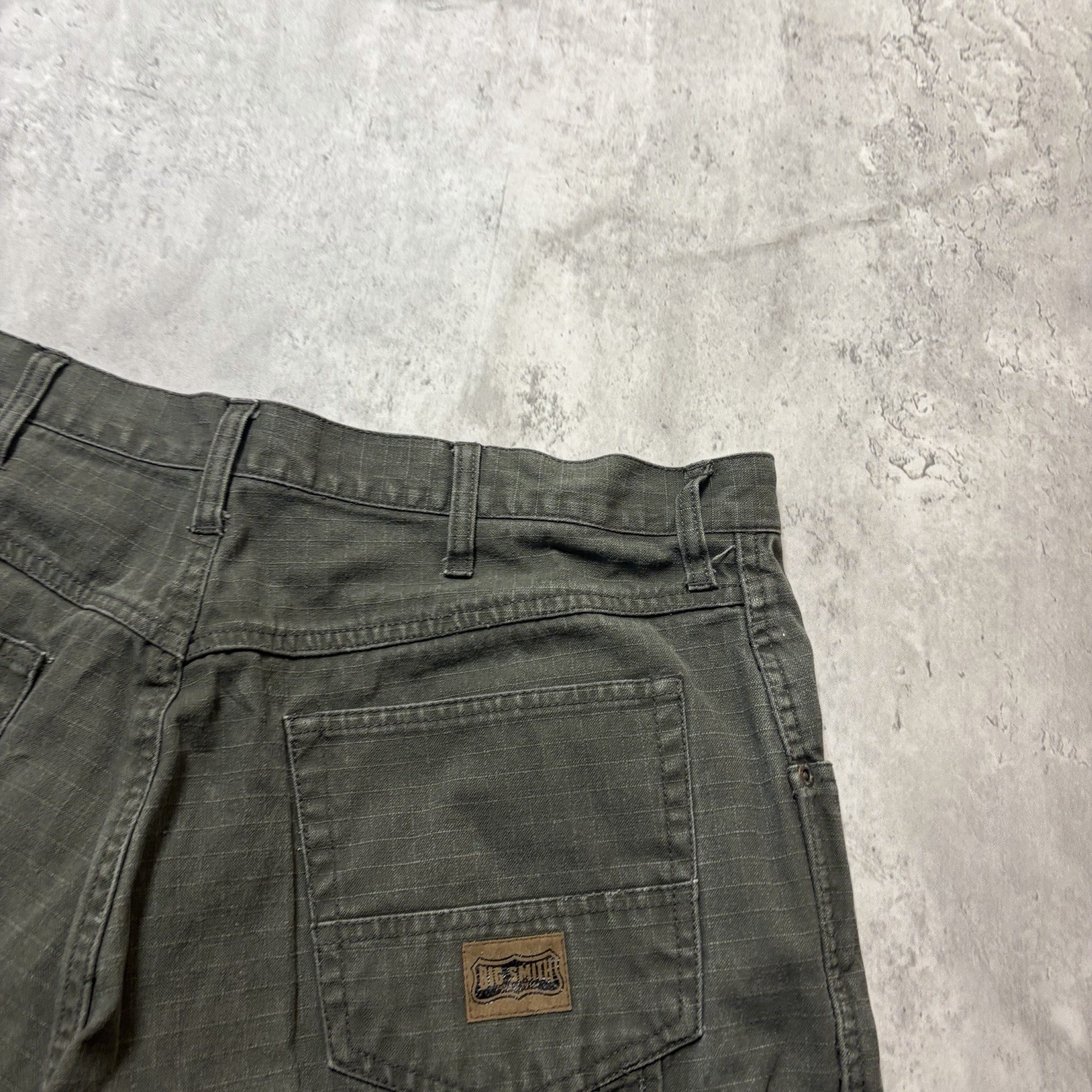 Big Smith Mens Olive Green Ripstop Carpenter Shorts Size 34 Hammer Loop Utility