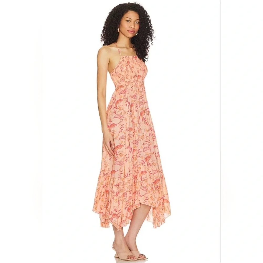 NEW| Intimately free people Heat Wave Floral Printed Maxi Dress Coral Sz S