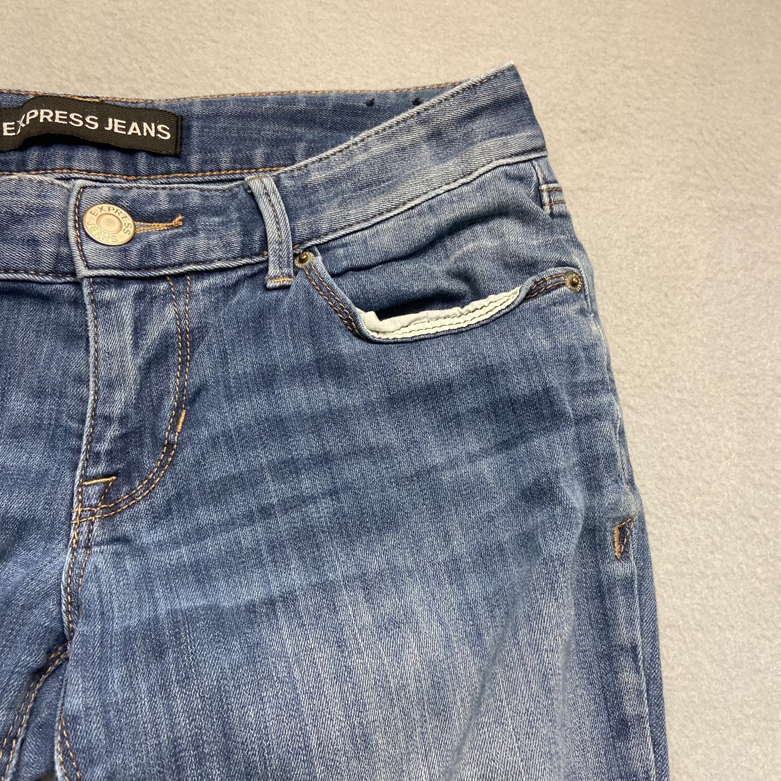 Express Mens Blue Denim Skyscraper Stella Low Rise Bootcut Jeans No Size Tag
