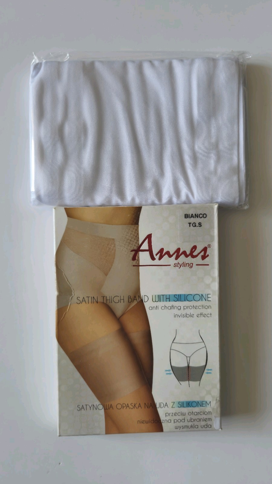 A Pairs White Summer Satin Anti Chafing Thigh Bands Womens Small None Slip T079