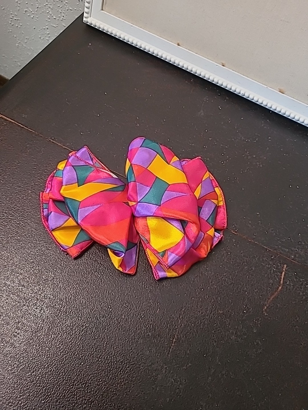 Vintage 80s 90s Big Silky Hair Bow Barrette Clip Satin Ribbon Ruffle Oversized