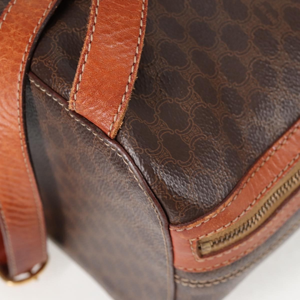 CELINE Macadam Canvas Backpack PVC Leather Brown Gold Auth 133049