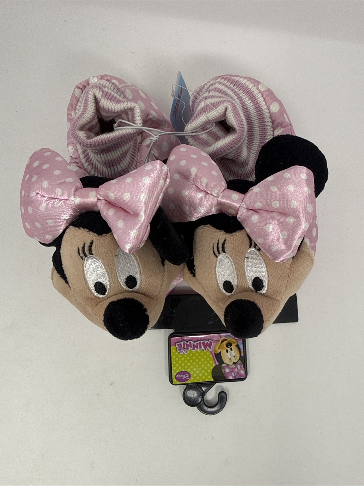 Girls Disney Junior Pink Black Minnie Mouse Slippers Medium 5/6 7/8 9/10 11/12