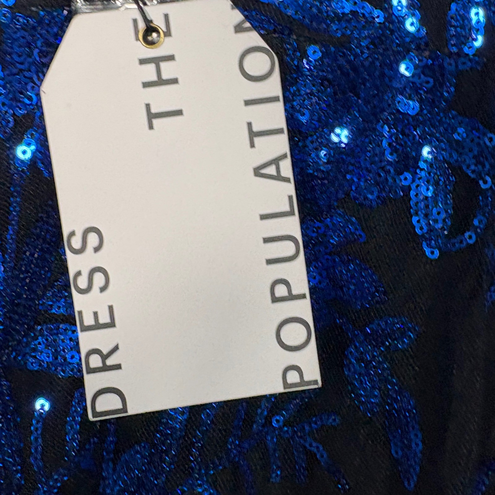 Dress The Population Eleanor Electric Blue Sequin Floral Maxi Gown Womens Large
