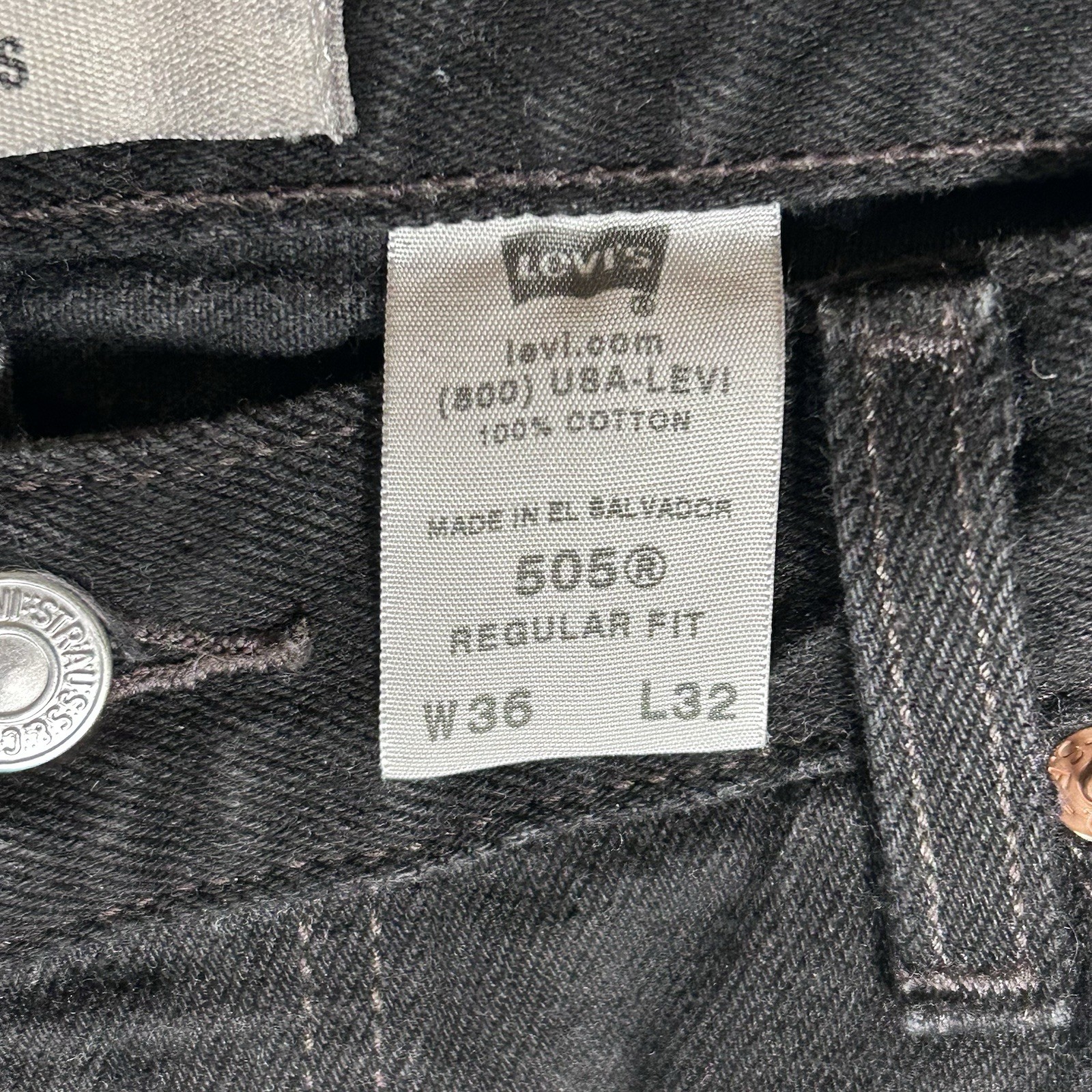 Vintage Y2K 2003 Levi’s 505 Regular Fit Straight Leg Black Denim Jeans 35X32