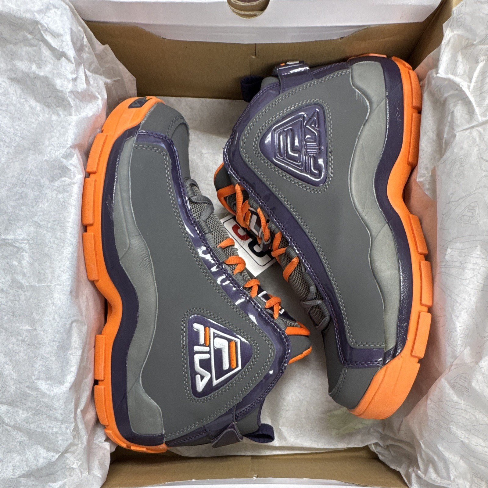 FILA 96 Men’s High Top Sneakers Gray Orange Purple Leather 1VB90068-091