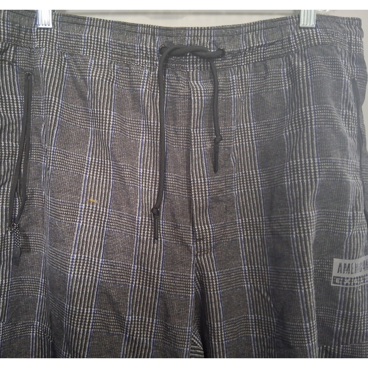 American Eagle Joggers Large Checkered Gray Casual Outdoor Active Unisex Pants