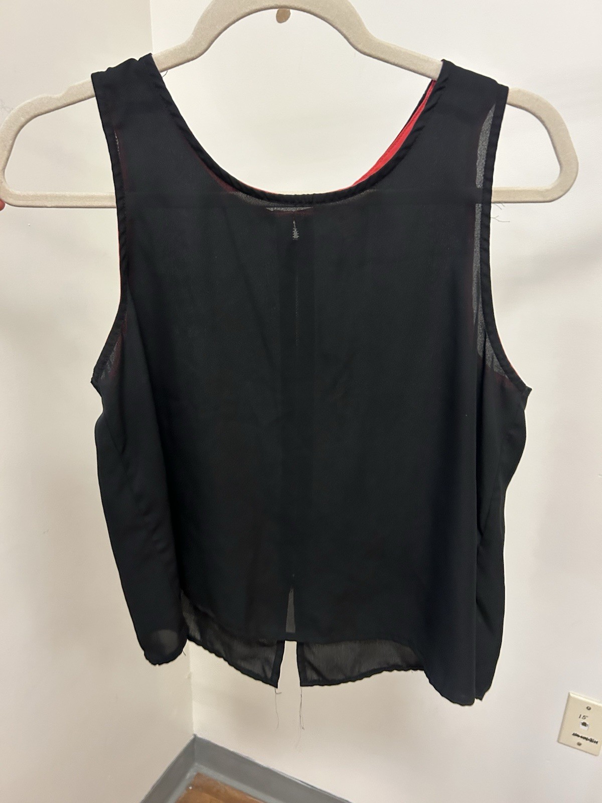 Bongo Y2K Women’s Black tank top zip-Up Top W coral Detail Size Lg sleeveless #9