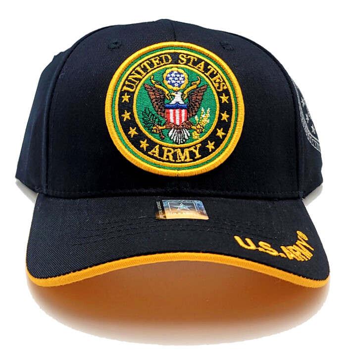 JM Warriors New Licensed U.S. Army Crest Military Black Gold Era Hat Cap
